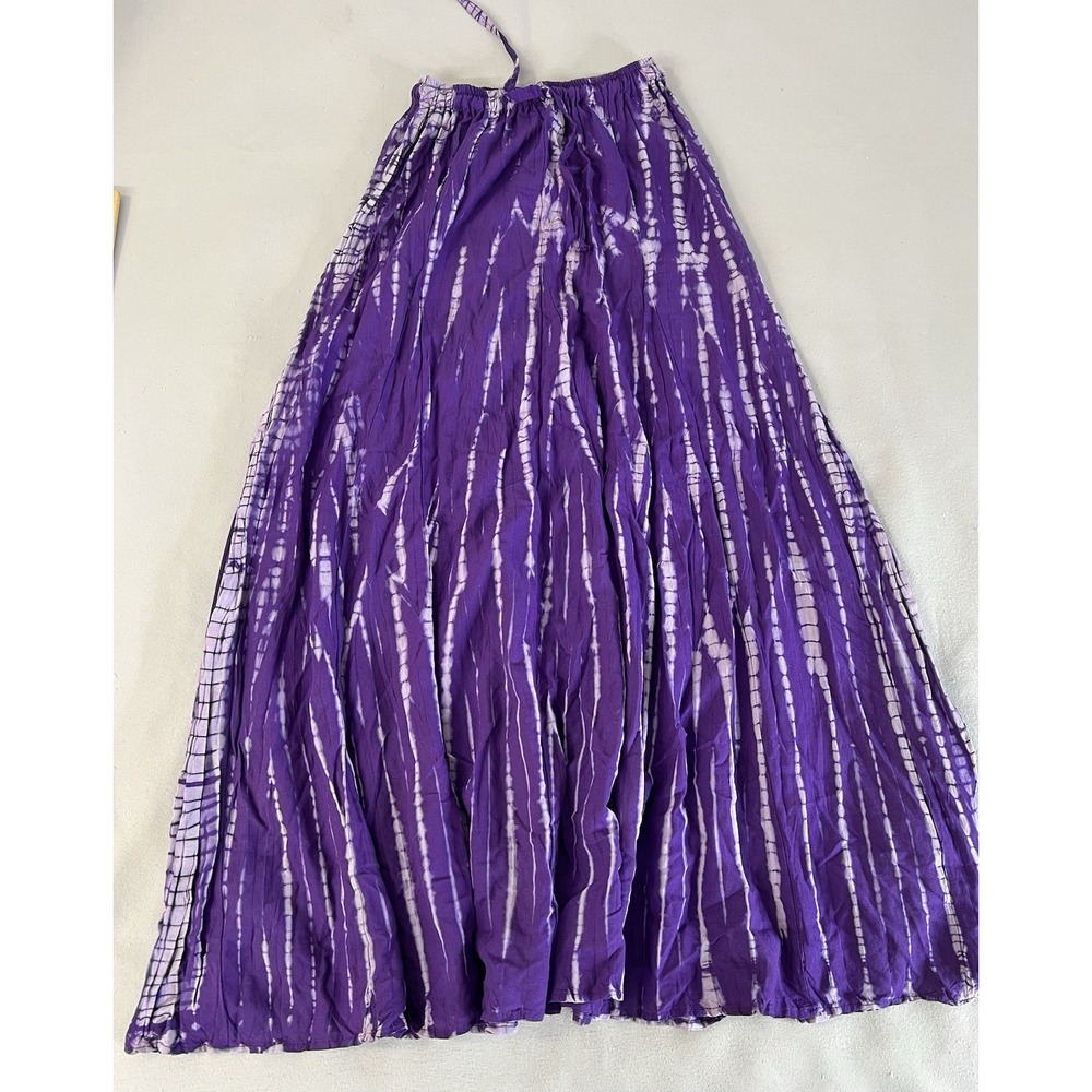 Unique Batik Women's One Size Purple Tie Dye Maxi Skirt Rayon New